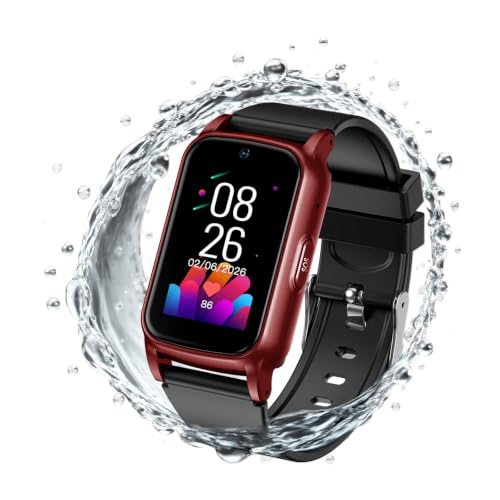 Fajocru Senior GPS Smart Watch with Fall Detection - 4G LTE Elderly Smartwatch with Real-Time Location SOS Alerts and IP67 Waterproof - Ideal for Dementia/Alzheimers Safety (Matte Red)