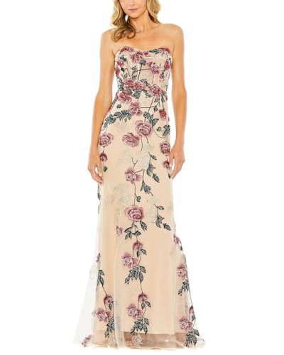 Mac Duggal Womens Strapless Floral Embroidered Gown, 12