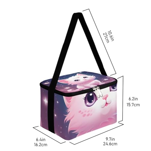 GzLeyigou Lunch Bags for Women Men 9 Cans,Cat Hot & Cold Food Delivery Bag Insulated Grocery Bag Insulated Lunch Box Cute Kitten Cooler Bag for Office Work Picnic Beach