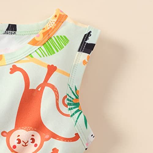 Retsugo Girls A-Line Bowknot Dresses Cute Animal Print Summer Dress For Party Baby Girl Birthday Dress Zoo-1133-4T #TOP6