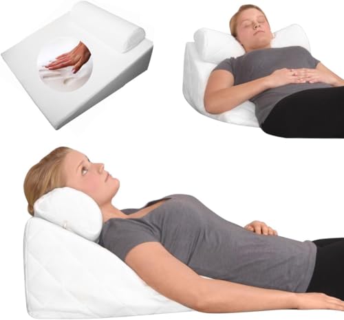 Orthopädisches Reflux Keilkissen aus 100 {183e2d09e3d74e1b3052163dbf1cd3f13f65f2da889bc533b0654c8e942089b9} Gelschaum Made in Europa | Ergonomisch & druckentlastend | 25°-Winkel für gesunden Schlaf | Waschbarer Polyesterbezug in Weiß | Mit Nackenrolle