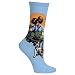 Hot Sox Women's Norman Rockwell Collection Crew Socks, Little Spooners (Sky Blue), Shoe 4-10/Sock Size 9-11