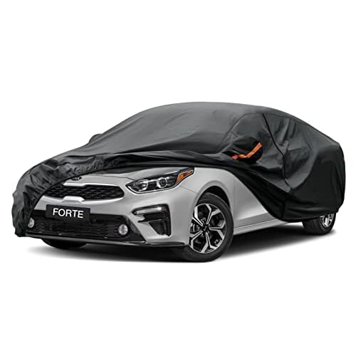 Kayme 7 Layers Sedan Car Cover Custom Fit Kia Forte (2017-2022) Waterproof All Weather for Automobiles, Full Exterior Covers Sun Rain Protection UV Pr
