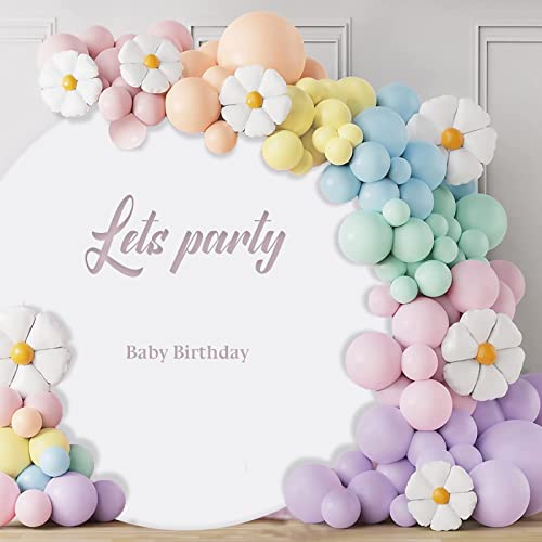 Wenmer White Round Backdrop Cover, 6.5 X 6.5Ft White Circle Backdrop Background Cover, Cotton-Polyester Blended Fabric Photo Backdrop For Photography Banquet Birthday Bridal Shower Party Wedding Decor #TOP2