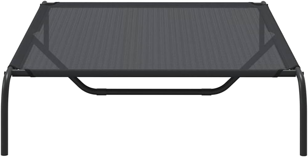 vidaXL Elevated Dog Bed Black 51,2" x31,5 x7,9 Textilene and Steel, Raised Dog Bed, Outdoor Dog Bed, Cooling Dog Bed, Dog Bed, pet Bed