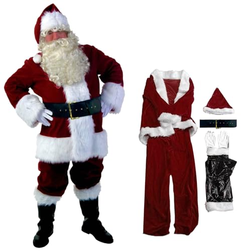 Générique Costume Pere Noel Adulte Deguisement Pere Noel Costume Grande Taille Pantalon à Bande éLastique,Ensemble De FêTe De NoëL,Cosplay Tenue Fête pour Noël et Célébrations en Famille