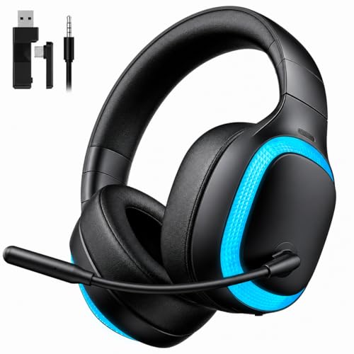 ゲーミングヘッドセット ワイヤレス ゲーミングヘッドホン PS5 ヘッドセット ｜Bluetooth 5.3 / 2.4GHz USB/Type-C/有線接続｜7.1chサラウンド・超低遅延＜20ms｜ノイズキャンセリングマイク・50mmドライバー｜ライト・最大70時間バッテリー｜ PS5/PS4/PC/Switch対応（ブラック）（Amazon）