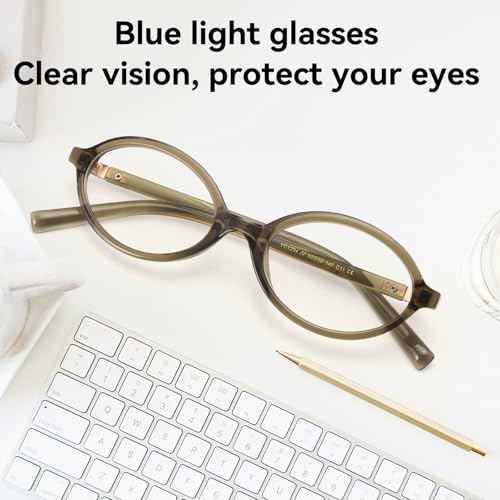Image of Dollger Oval Blue Light Glasses for Women Men Fashion Retro 90s Small Frame Computer Glasses