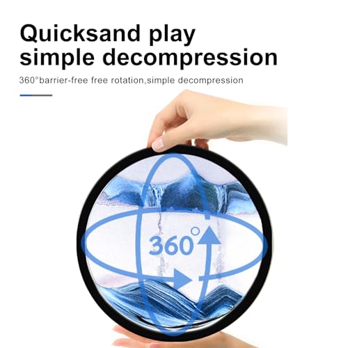 Image of Areycvk Liquid Motion Sand Art, Round Glass Moving Sand Art, Relaxing Desktop Home Office (7Inch-Blue)
