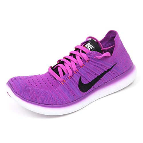 Nike Women's Free Running Motion Flyknit Shoes, Hyper Violet/Total Crimson/Laser Orange/Black - 7 B(M) US