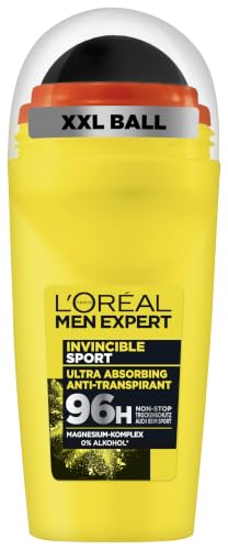 LOréal Men Expert Deo für Männer Effektiver Sport Deoroller ohne Alkohol Trockenschutz für bis zu 96 Stunden Frische Invincible Sport 50 ml
