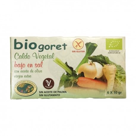 Pack 3x Cubitos de Caldo de Verduras Bajo en Sal Sin Gluten Biogoret Bionsan Bio 66 g | 3 Cajas (Total 198 g) | Caldo Vegetal Ecológico