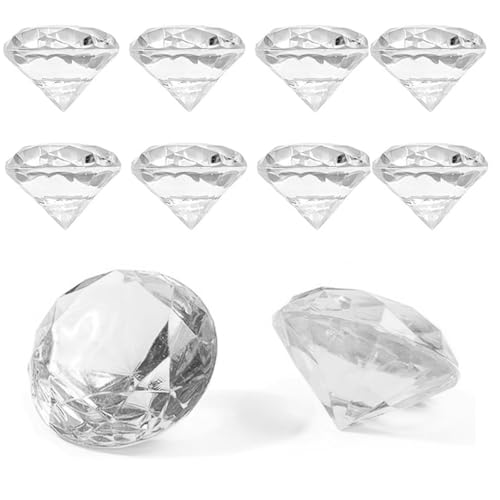 DAHI Decoración de Diamantes para Boda, decoración Transparente, Piedras Decorativas, Diamantes, Blanco, 40x30mm