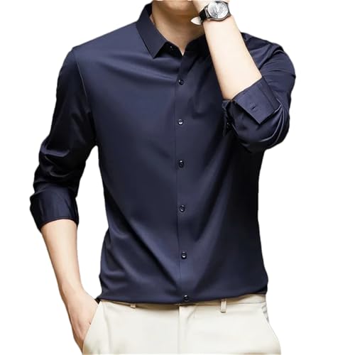 Chemise homme manches longues bleu marine XXL : finie la sensation d'étouffement