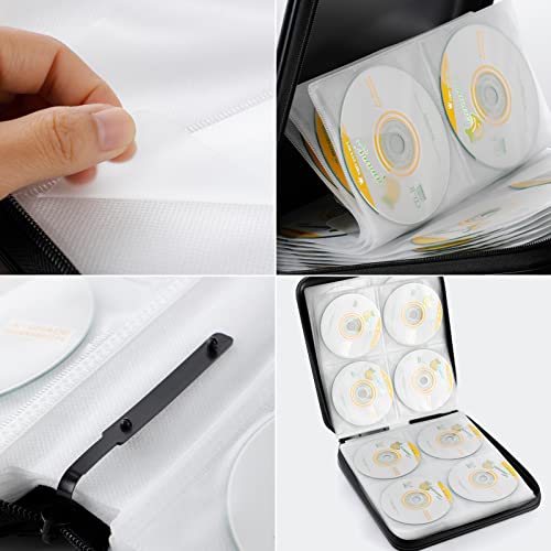 Étui de rangement pour DVD et CD rigide portable avec 160 pochettes
