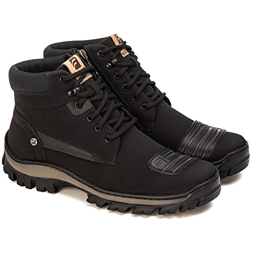 Bota Coturno Masculino Adventure Dakar Tratorado Multiuso Trilha e Moto Cor:Preto;Genero:Masculino;T