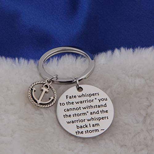 Feelmem Encouragement Keychain I Am The Storm Fate Whispers To The Warrior Keyring Inspirational Jewelry Gift (Silver) #TOP3