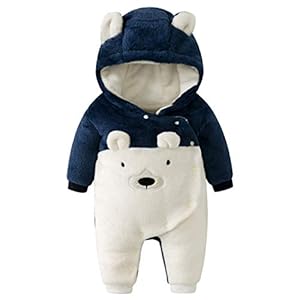 WYTbaby Babyoverall voor de winter, uniseks, sneeuwpak, flanel, winterkleding met BR-motief, voor meisjes en jongens…