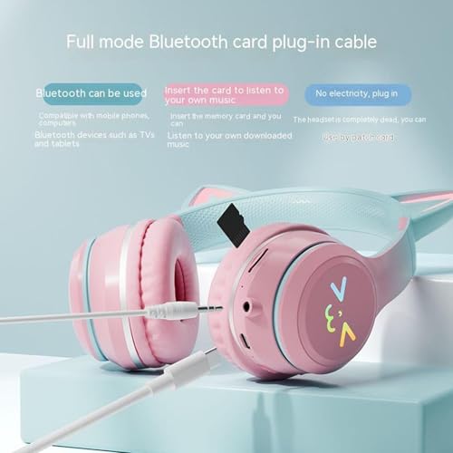 Casque de jeu avec oreilles de chat pliable avec éclairage LED et micro intégré - 4