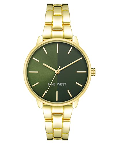Montre chic dorée Nine West NW/2682GNGB au cadran vert raffiné