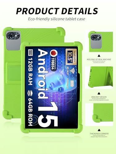 Coque TABWEE T80 10.5 silicone vert avec support réglable - 3