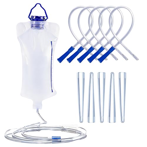 Einlaufgerät Darmreinigung mit Defäkation Gerät Irrigator Darmspülung Wiederverwendbar 1 2-Liter-Spülbeutel + 5 x 10-cm-Aufsätze + 5 x 25-cm-Aufsätze für täglichen Gebrauch geeignet