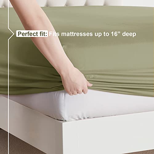 Nestl King Size Sheets Set - 4 Piece King Sheets, Bed Sheets For King Size Bed, Double Brushed King Bed Sheets, Hotel Luxury Sage Green Sheets Extra Soft Bedding Sheets & Pillowcases #TOP3