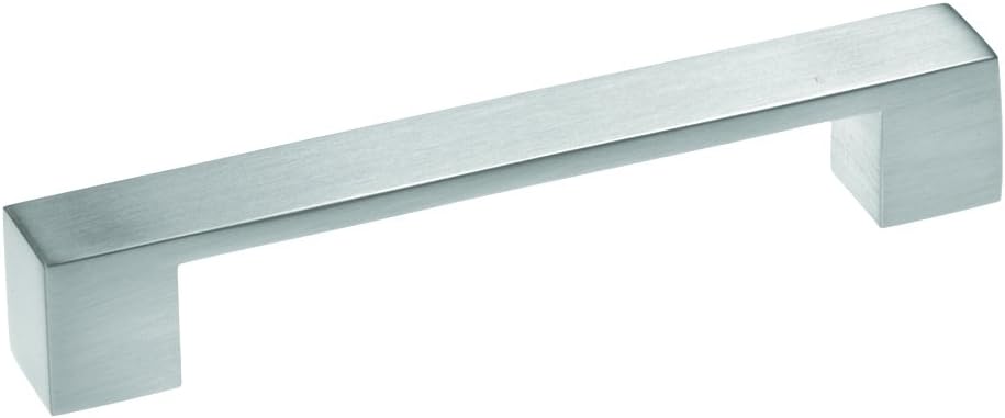 Hickory Hardware 1 Pack Solid Core Kitchen Cabinet Pulls, Luxury Cabinet Handles, Hardware for Doors & Dresser Drawers, 5-1/16 Inch (128mm) Hole Center, Satin Nickel, Metropolis Collection