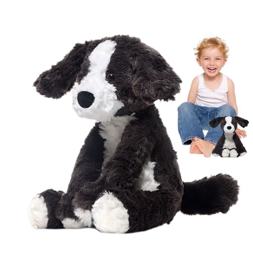Genérico Perro Border Collie Peluche - Juguete Realista Negro, de Peluche Suave | Peluches De Cachorro | Animal Abrazo Decorativo para, Todo-Pequeño, Habitación, Amigos, Colección, Regalos