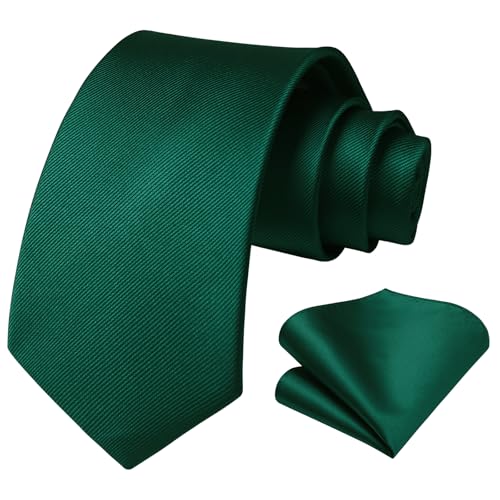Image of HISDERN Mens Ties Solid Color Ties for Men Formal Necktie with Pocket Square Set Satin Silk Neck Tie Handkerchiefs Set