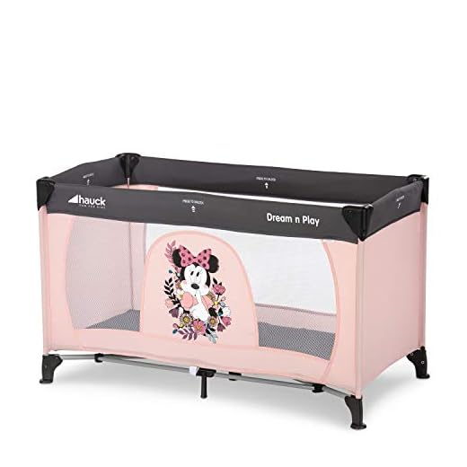 hauck Lettino da Viaggio Dream N Play - Culla Neonato Fino a 15kg - Letto Pieghevole 60x120cm - Box Bambini Leggero con Borsa inclusa - Rosa Minnie