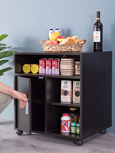 Image of Basicwise Printer Kitchen Office Storage Stand with Casters, Black (QI003556.B)