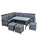Produktbild ESTEXO Polyrattan Lounge Set in luxuriöser Optik bestehend aus 1 Couch, 3 Hockern und 1 Tisch, inklusive Sitzpolster, grau
