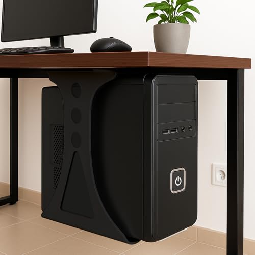 Support PC sous bureau et fixation de suspension pour grand ordinateur noir sous table