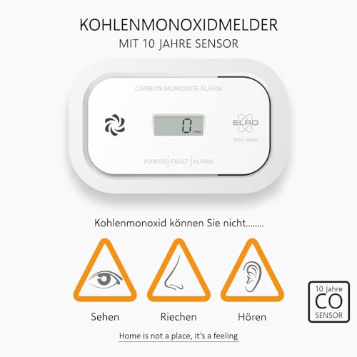 2er-Pack ELRO FC5003 Kohlenmonoxidmelder | 10-Jahres-Sensor | Mit Display | 2 Stück