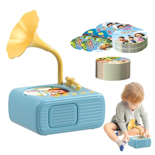 Genérico Juguete Musical de Gramófono para Niños Pequeños, Tocadiscos de Fonógrafo para Niños, Reproductor de Música, Juguete de Aprendizaje, Azul Cielo, Retro