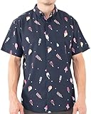 Visive Men's Summers, Short Sleeve Button Down Shirts, Regular Fit Soft & Breathable Mens Shirts Ice Cream M