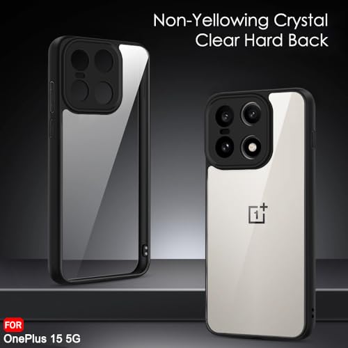 Image of TheGiftKart Hybrid Shockproof Back Cover Case for OnePlus 15 5G | Camera Protection Module | Hard Back Cover Case for OnePlus 15 5G (PC & TPU, Transparent Clear Back, Black Sides)