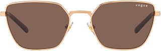 Óculos de sol femininos retangulares Hailey Bieber Collection VO4245S, ouro rosa/marrom escuro, 53 mm