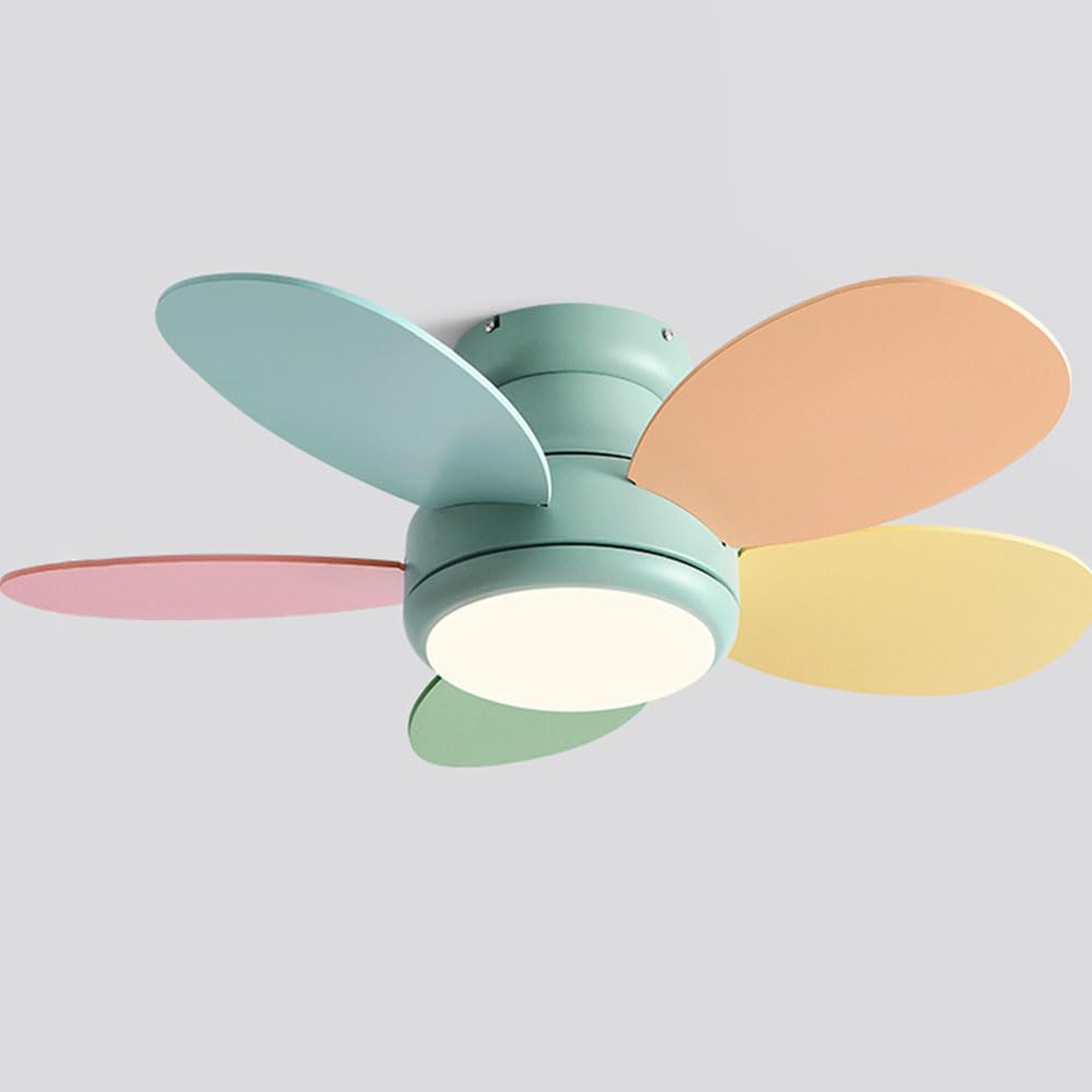 Ibalody Style1 Indoor Colorful Ceiling Fan Light Remote 6 Speed Fan Light Kids Room Timing Ceiling Light With Fan 30Db Silent Ceiling Fan With Led Light For Kindergarten Dormitories Dining Room