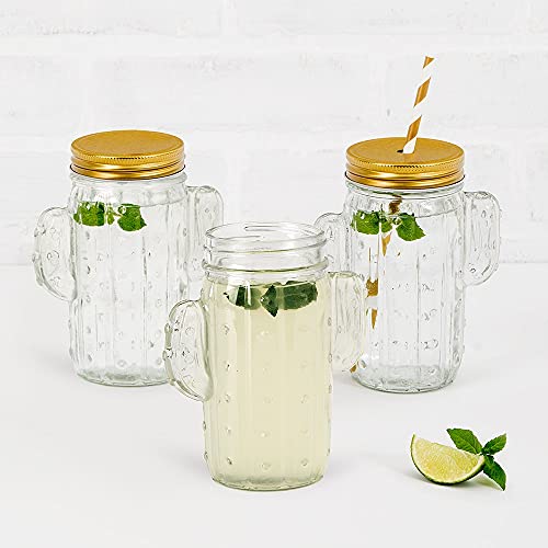 WEDDINGSTAR Cactus Mason Jar Drinking Glass 12 oz - Clear - Image 3