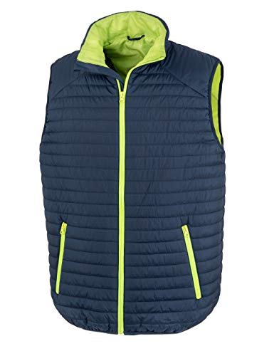 Image of Result Unisex Adult Thermoquilt Gilet (S) (Navy/Lime)