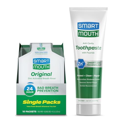SmartMouth Original Activated Mouthwash Single Packs & Premium Zi...