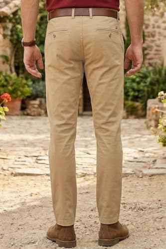 Image of Louis Philippe Men's Slim Fit Premium Cotton Soft Handfeel Solid Chinos