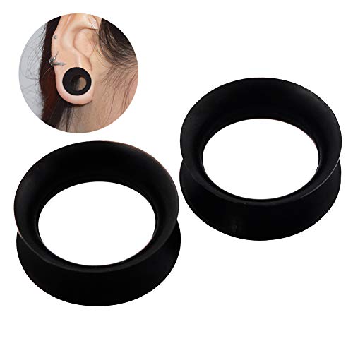 Stuppendux 1 Pair/3Pairs Black/White/Transparent Soft Silicone Flexible Ear Skin Tunnels Plugs Expanders Gauges Hollow Body Piercing 2G-1" 6-25mm2