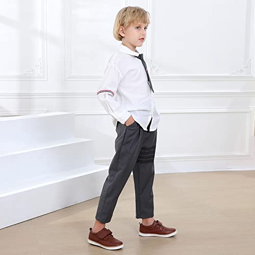 Firelli Boys Loafers Hook And Loop School Uniform Dress Shoes Kids Casual Oxford Shoes (Brown,2) #TOP2