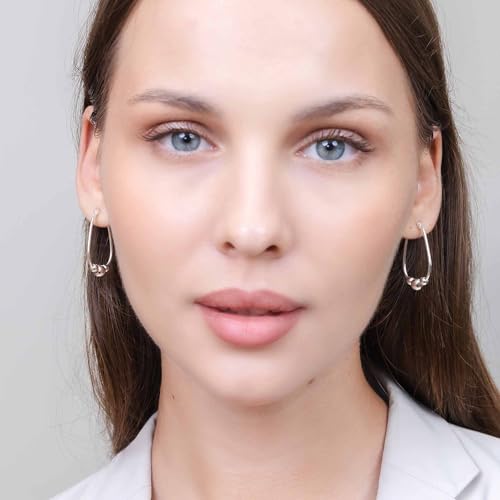 Hoops & Loops 925 Sterling Silver Bead Ball Hoop Earrings,18mm & 30mm Dangle Drop Beaded Earrings for Women4