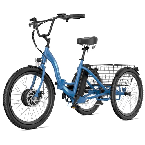 ANCHEER Electric Tricycle for Adults, 350W(Peak 550W) Etrike, 48V/499Wh Ebike, 24