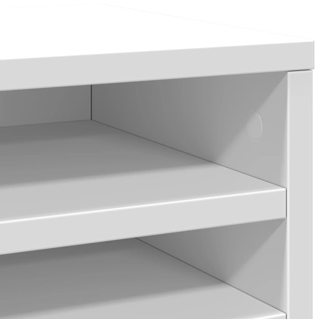 Mangloder - Organizer da scrivania bianco, 36 x 26 x 29,5 cm, in legno, per organizzazione dell'ufficio, portadocumenti, portadocumenti, portapenne e conservazione