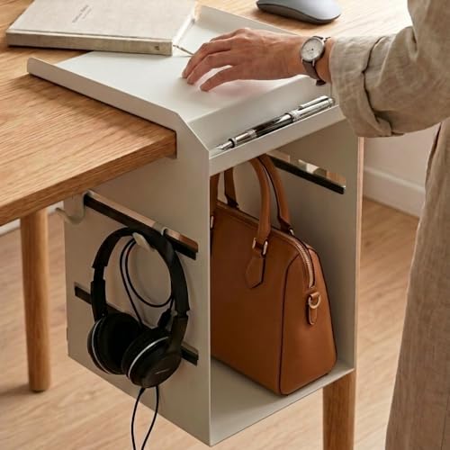 Image of Metal File /Documents /Magazine Rack | Office /WorkSpace Organizers | Multipurpose Table Storage Holder | Stationery Supplies Compartment Shelf | Desk Organizers | White